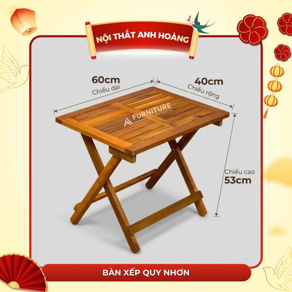 Bàn Ghế Gỗ Tràm Xếp Gọn – Tiện Lợi, Gọn Nhẹ, Dùng Cafe, Cơm, Picnic