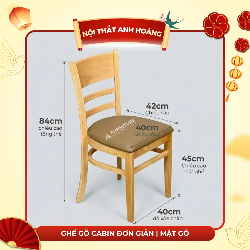 Ghế Gỗ Cabin Bọc Nệm Ghế Ăn Ghế Học Ghế Nhà Hàng