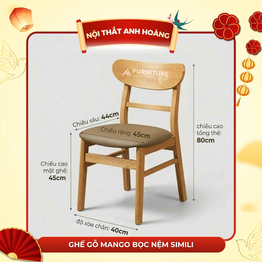 Ghế Gỗ Mango Bọc Nệm – Ăn Uống, Học Tập, Decor Đều Phù Hợp