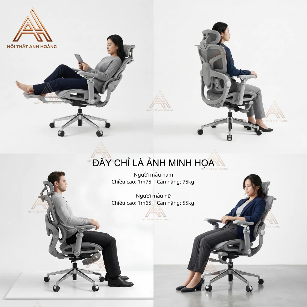Ghế Văn Phòng Công Thái Học Cao Cấp Tanji 621 Pro Grey - Tựa Lưng 2D, Mâm Trượt, Lưng Nâng Hạ, Tay 6D, Ngả Lưng, Gác Chân