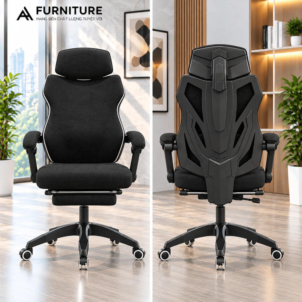 Ghế Xoay Văn Phòng, Công Thái Học, Gaming Stream Model: 302 Grey , Có Tựa Đầu Êm Ái, Thiết Kế Độc Đáo | Nội Thất Anh Hoàng
