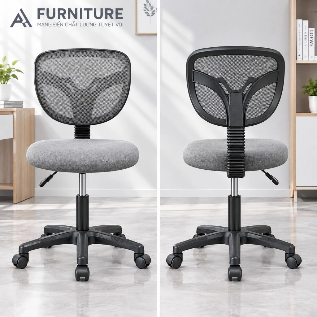 Ghế Văn Phòng ETC Black Chân Xoay Không Tay Vịn Lưng Lưới Cao Cấp Thoáng Khí – Thoải Mái Tối Đa, Hiệu Suất Vượt Trội | ETC