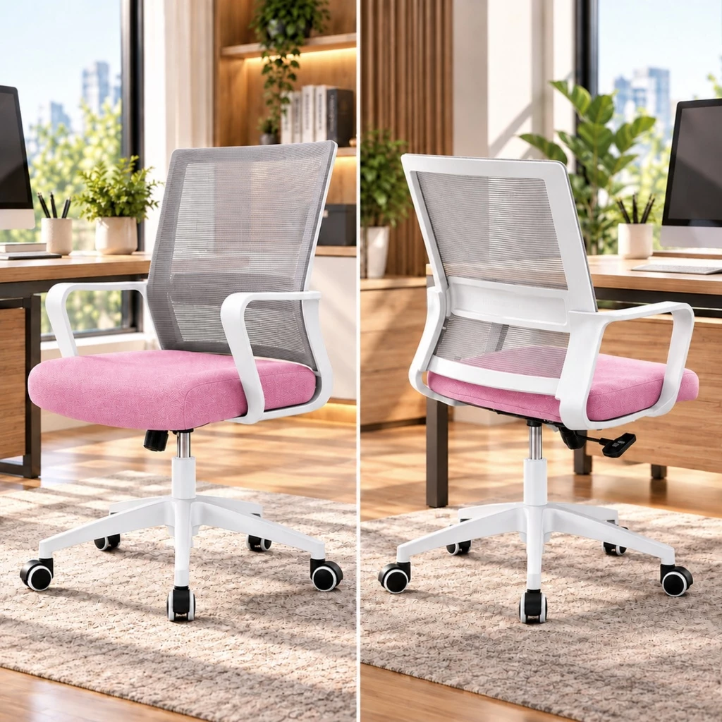 Ghế Xoay Văn Phòng 360 Độ Tay Cố Định Vững Chắc, Thiết Kế Tinh Tế Tối Giản Đệm Dày | 801 Blue | Nội Thất Anh Hoàng