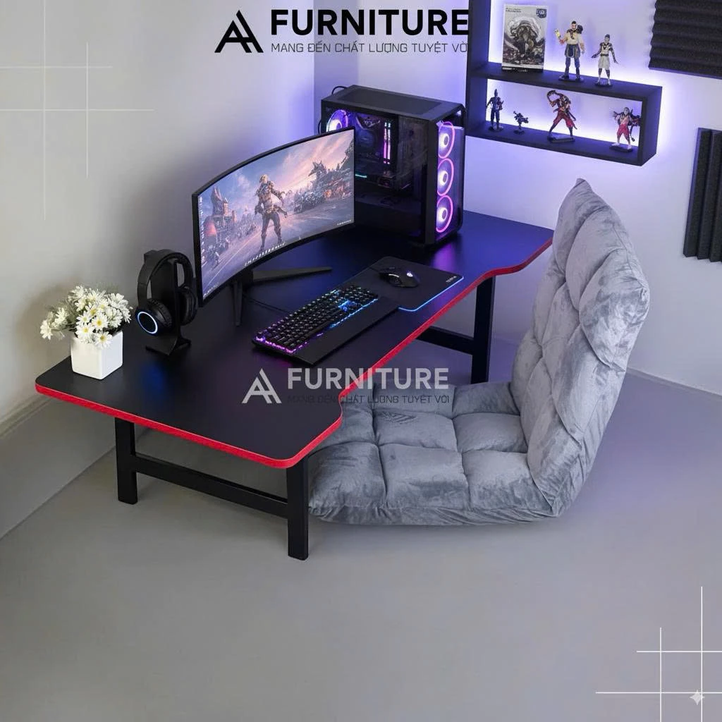 Bàn Máy Tính Ngồi Bệt Kiểu Nhật Mặt Gỗ Gaming Chân Xếp Gấp Gọn Tiện Lợi | UH02 GAME | Nội Thất Anh Hoàng