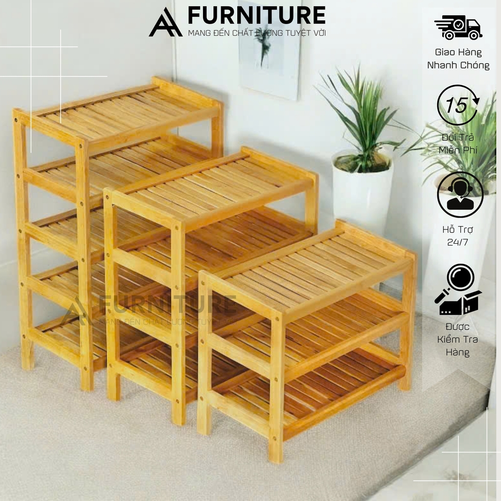 Kệ Để Giày Dép 6 Tầng Gỗ Cao Su 64cm – Thiết Kế Nghiêng Thoáng Khí, Chịu Nước Để Được Nhiều Đồ Dễ Tháo Lắp | Nội Thất Anh Hoàng