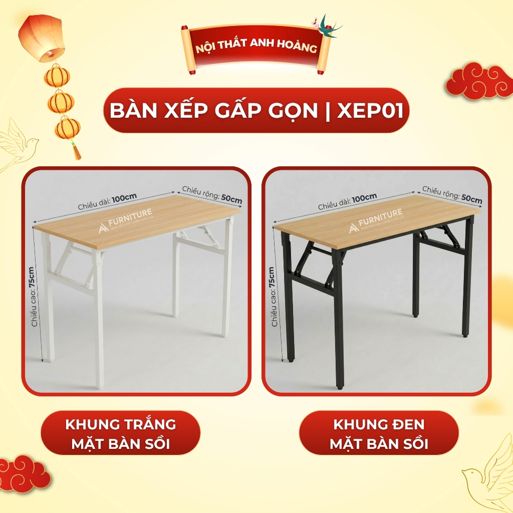 Bàn Xếp Gấp Gọn Tiện Lợi Vững Chắc, Đã Lắp Sẵn Có Nhiều Size – Bàn Học Tập & Làm Việc Cao Cấp | Nội Thất Anh Hoàng