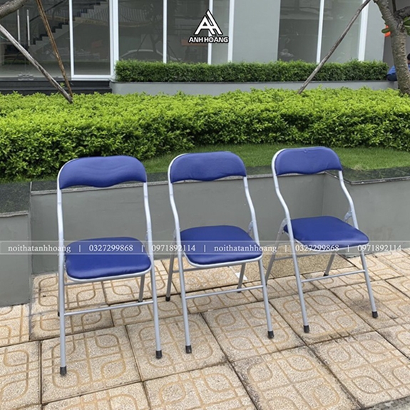 Ghế Văn Phòng Chân Xếp Gấp Gọn Khung Sắt, Bọc Da - Ghế Học Tập/ Làm Việc | Nội Thất Anh Hoàng