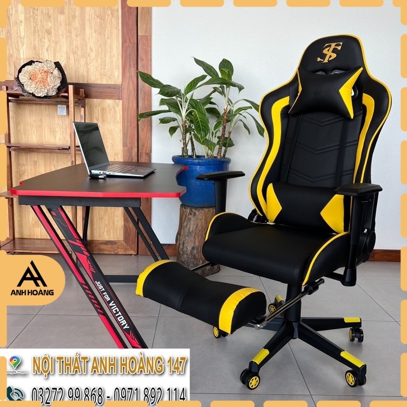 Ghế Stream TS Cao Cấp Ngả Lưng 180° Tay Điều Chỉnh - Da Pu Nano - Có Gác Chân | Nội Thất Anh Hoàng