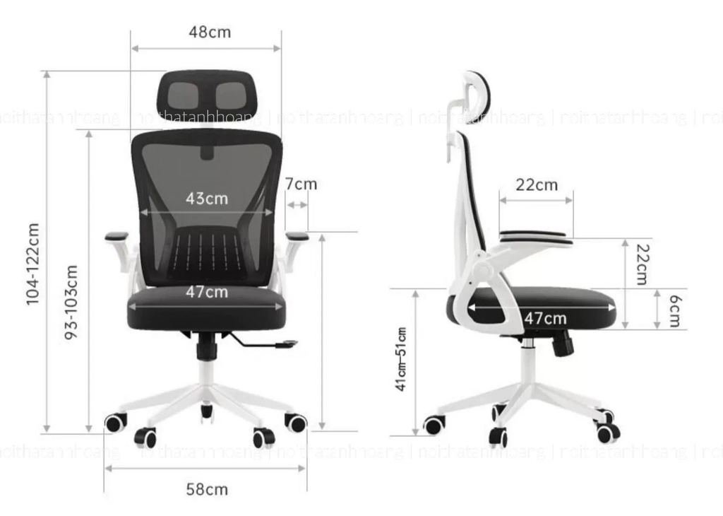 Ghế Xoay Văn Phòng Công Thái Học Xoay 360 Tay Điều Chỉnh Chống Đau Mỏi Lưng | T04 | Nội Thất Anh Hoàng