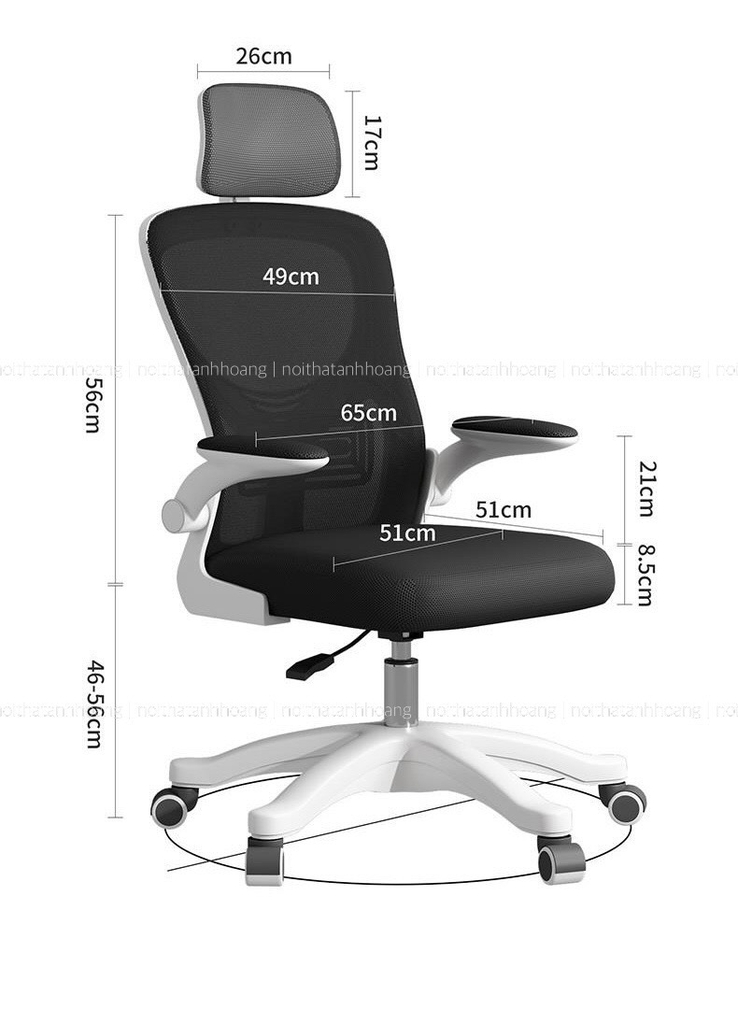 Ghế Xoay Công Thái Học Xoay 360 Tay Chỉnh Thiết Kế Tựa Lưng Chống Đau Lưng | TA01 | Nội Thất Anh Hoàng