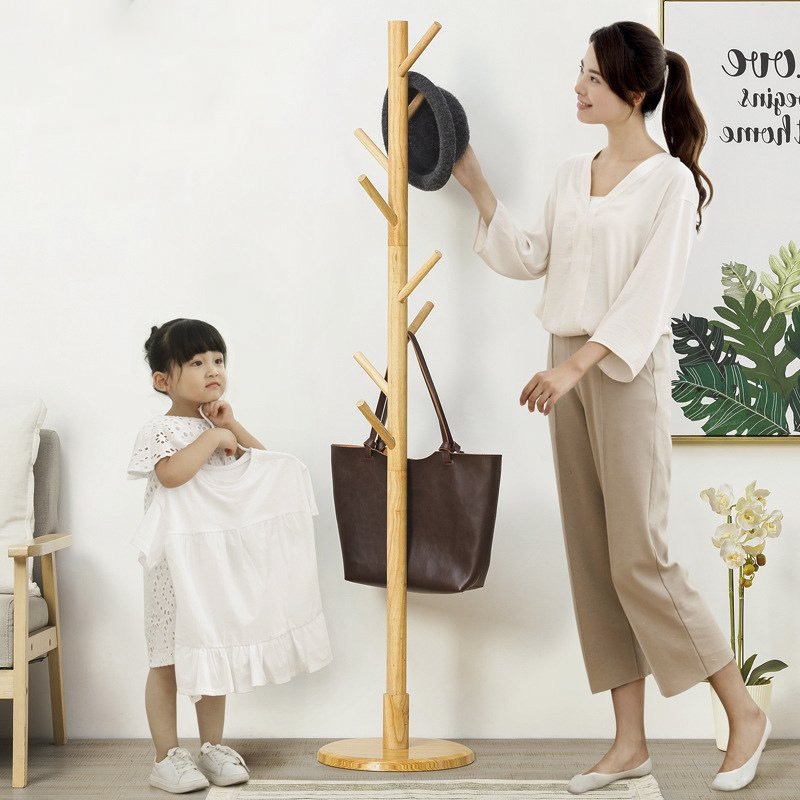 Cây Treo Quần Áo Kiểu Dáng Hàn Quốc, Loại Đế Tròn Cao 175cm Gỗ Tự Nhiên Lắp Ghép Tiện Lợi | Nội Thất Anh Hoàng