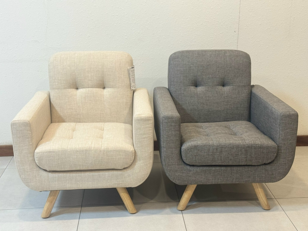 Ghế Sofa Đơn Bọc Vải Bố Cao Cấp Chân Gỗ, Sofà Đơn Loại To Dày Vải Bố Đẹp Dễ Vệ Sinh | SOFA H4-BG | Nội Thất Anh Hoàng