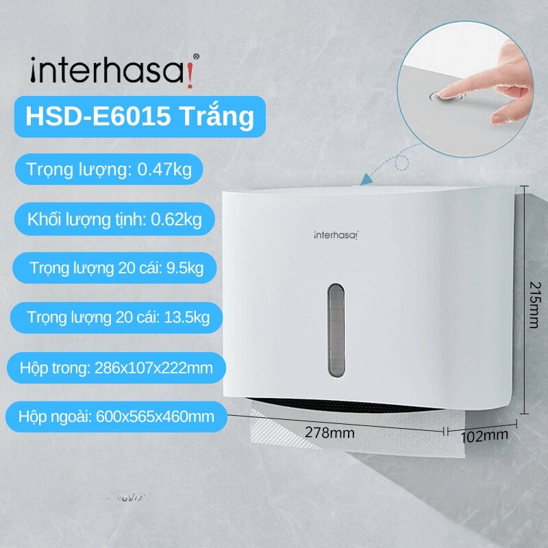 Hộp đựng giấy lau tay treo tường Interhasa HSD-E6015