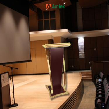 Bục Phát Biểu Chân Đế Gỗ Viền Inox