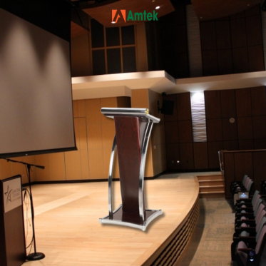 Bục Phát Biểu Chân Đế Gỗ Viền Inox