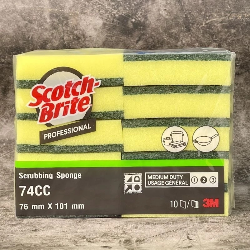 Miếng chùi rửa 2 mặt vàng xanh 3M Scotch Brite Professional 74cc