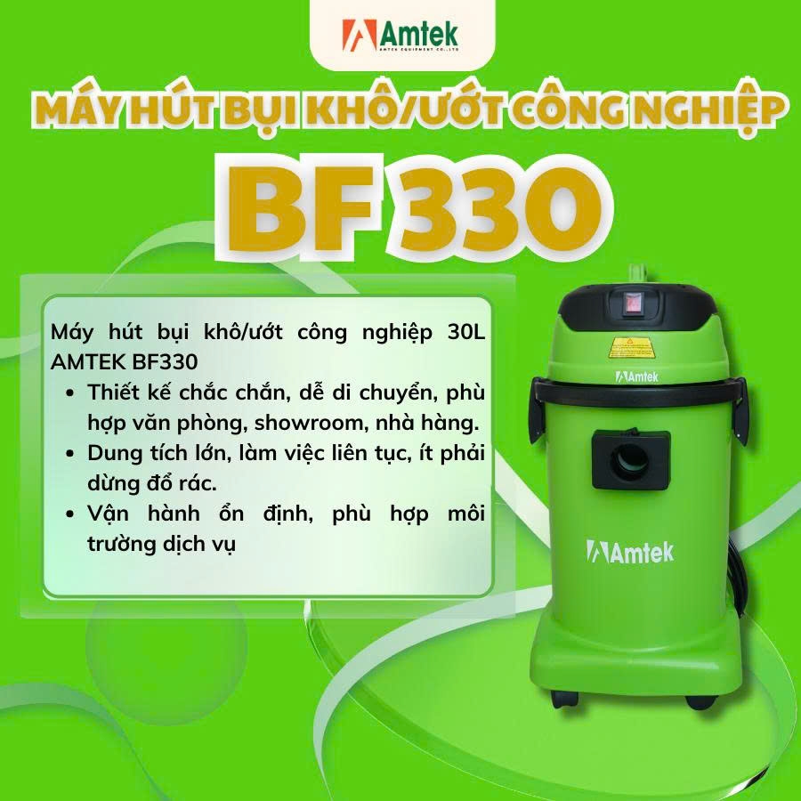 Máy hút bụi công nghiệp khô/ướt AMTEK BF330 dung tích 30L