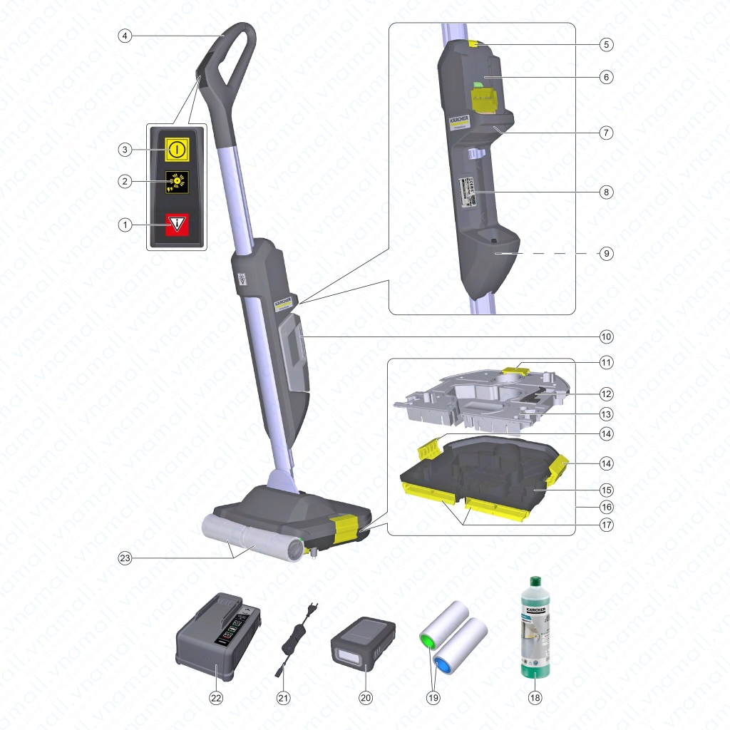 Máy chà sàn liên hợp không dây Karcher BR 30/1 C Bp Pack chính hãng