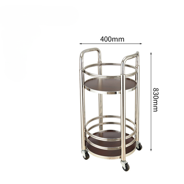 Xe Phục Vụ Rượu Inox Mạ Vàng Tròn
