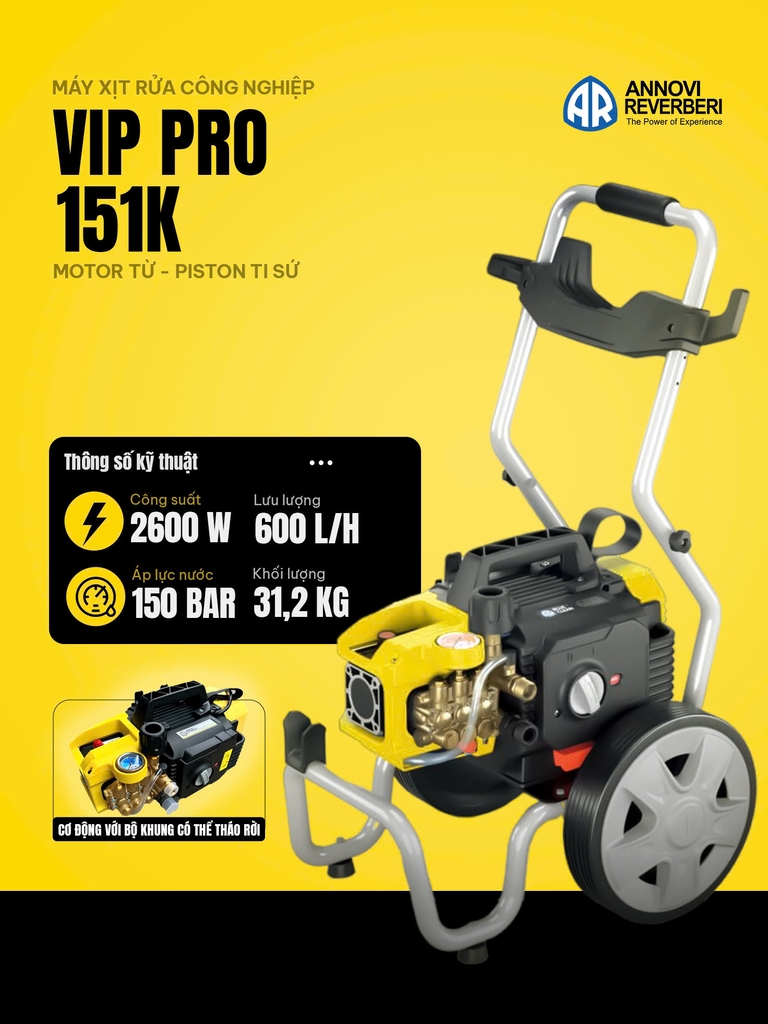 Máy xịt rửa áp lực cao Annovi Reverberi Italy, dòng công nghiệp chuyên dụng, model VIP Pro 151K