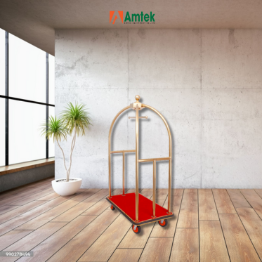 Xe Đẩy Hành Lý Khách Sạn Inox Vàng Thảm Đen