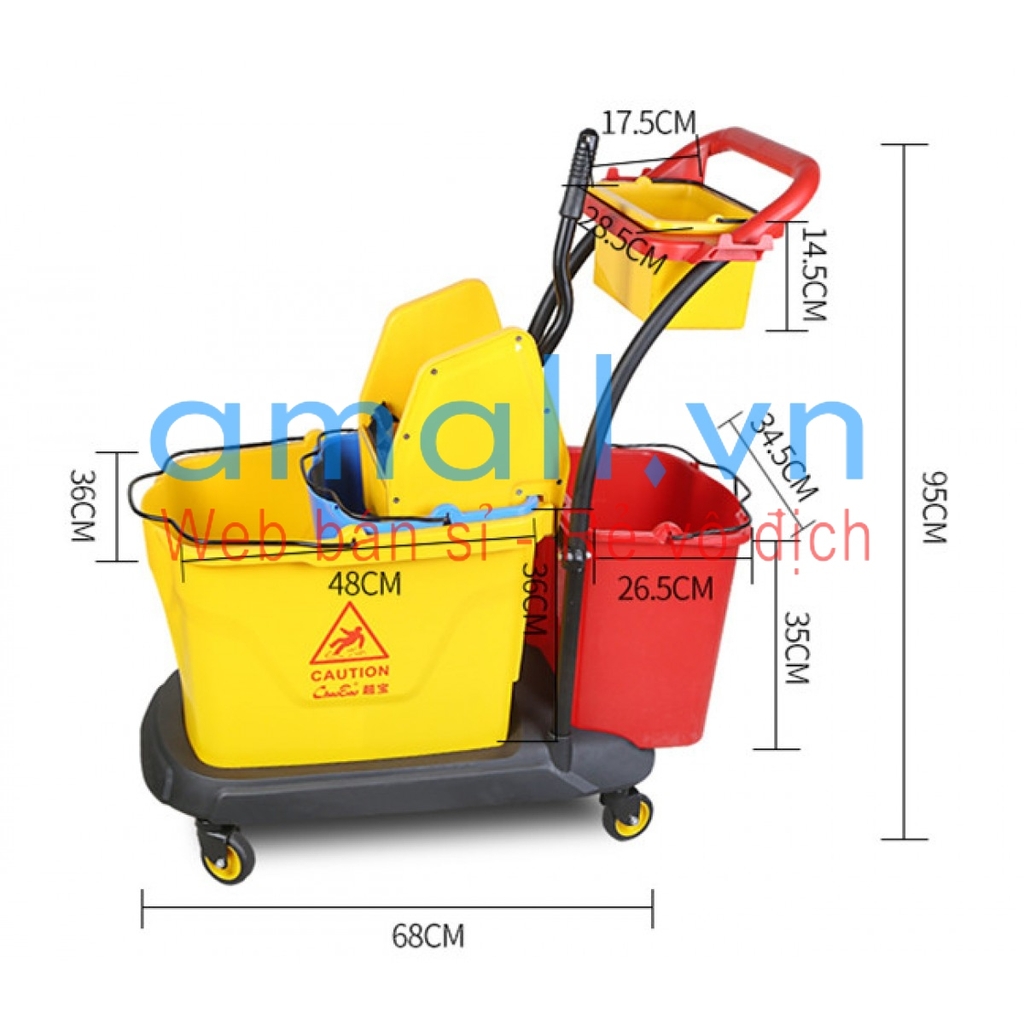 Xe đẩy vắt cây lau 2 xô ANKO B-46 54L