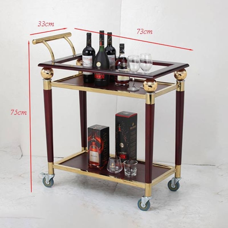 Xe Đẩy Phục Vụ Rượu Inox Mạ Vàng Cao Cấp