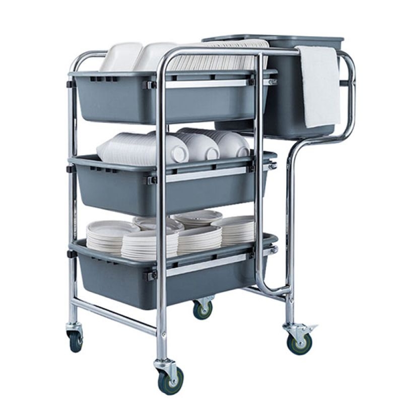 Xe Dọn Bàn 3 Tầng Khung Inox 77