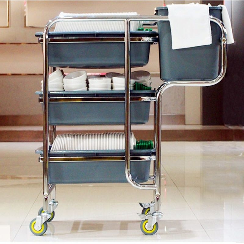 Xe Dọn Bàn 3 Tầng Khung Inox 77