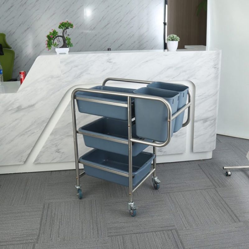 Xe Dọn Bàn 3 Tầng Khung Inox 77