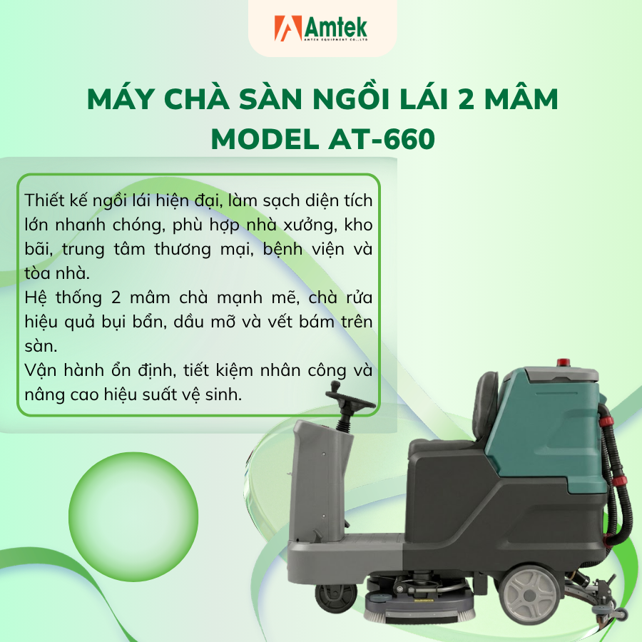 Máy Chà Sàn Ngồi Lái 2 Mâm AMTEK AT-660
