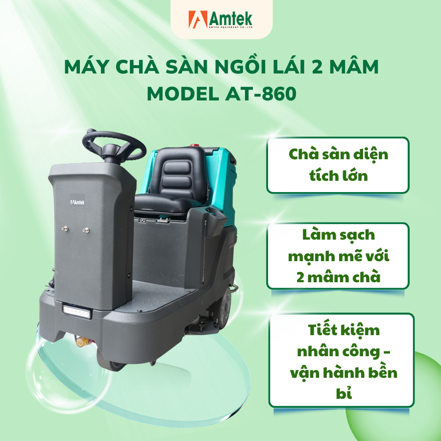 Máy Chà Sàn Ngồi Lái 2 Mâm AMTEK AT-860