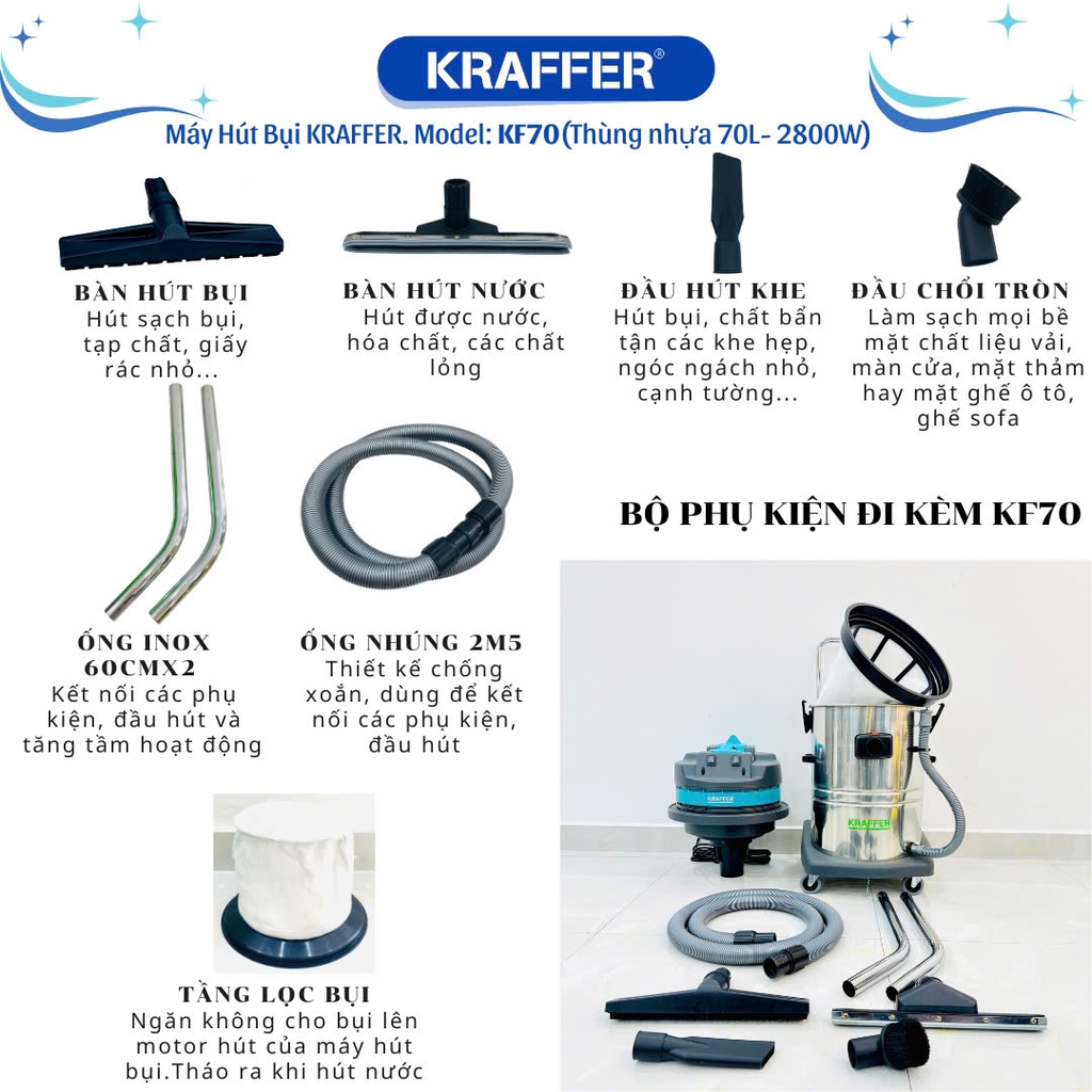 Máy hút bụi công nghiệp Kraffer KF70