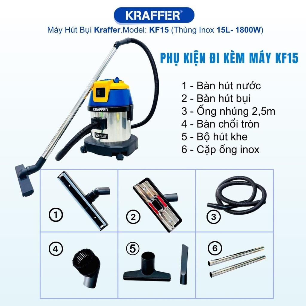 Máy hút bụi công nghiệp Kraffer KF15
