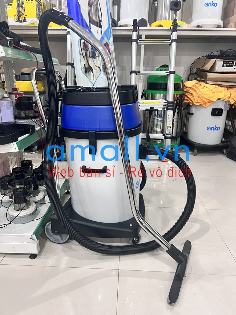 Máy hút bụi công nghiệp khô ướt 60 Lít Hiệu Anko thùng nhựa, AS60-2BP
