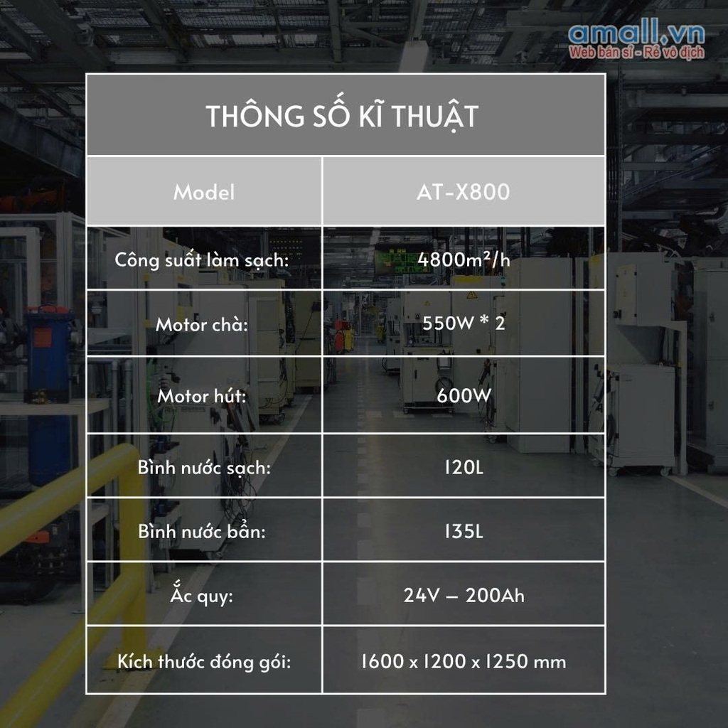 Máy chà sàn ngồi lái 2 mâm, Điện áp 24V, Công suất 2900w, Model: AT-X800