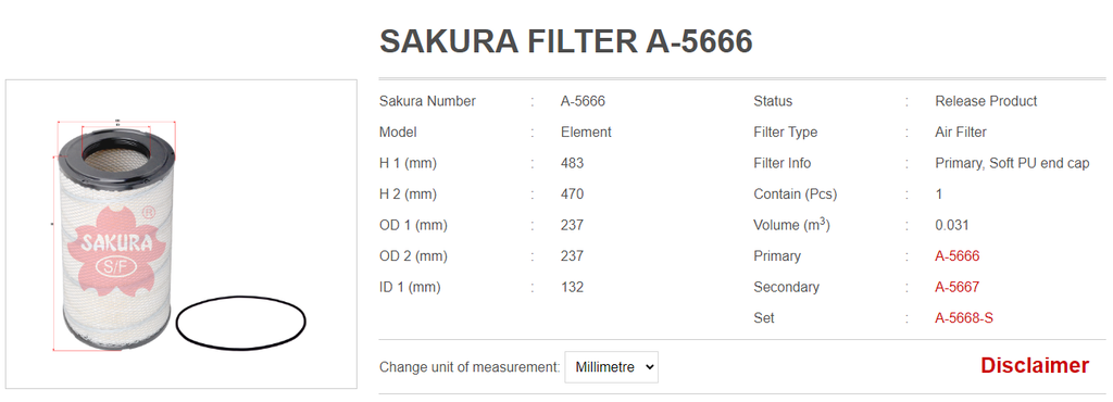 Lọc gió Sakura A-5666