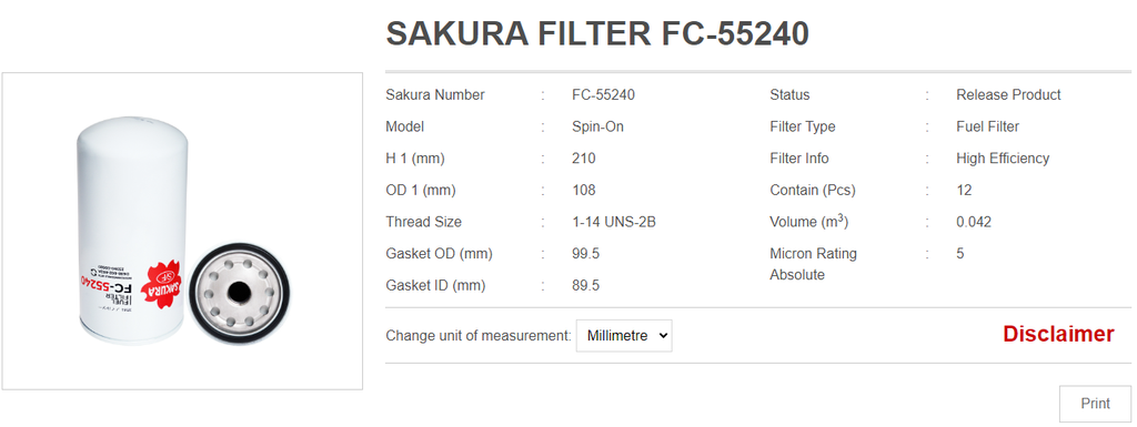 Lọc dầu vặn răng Sakura FC-55240