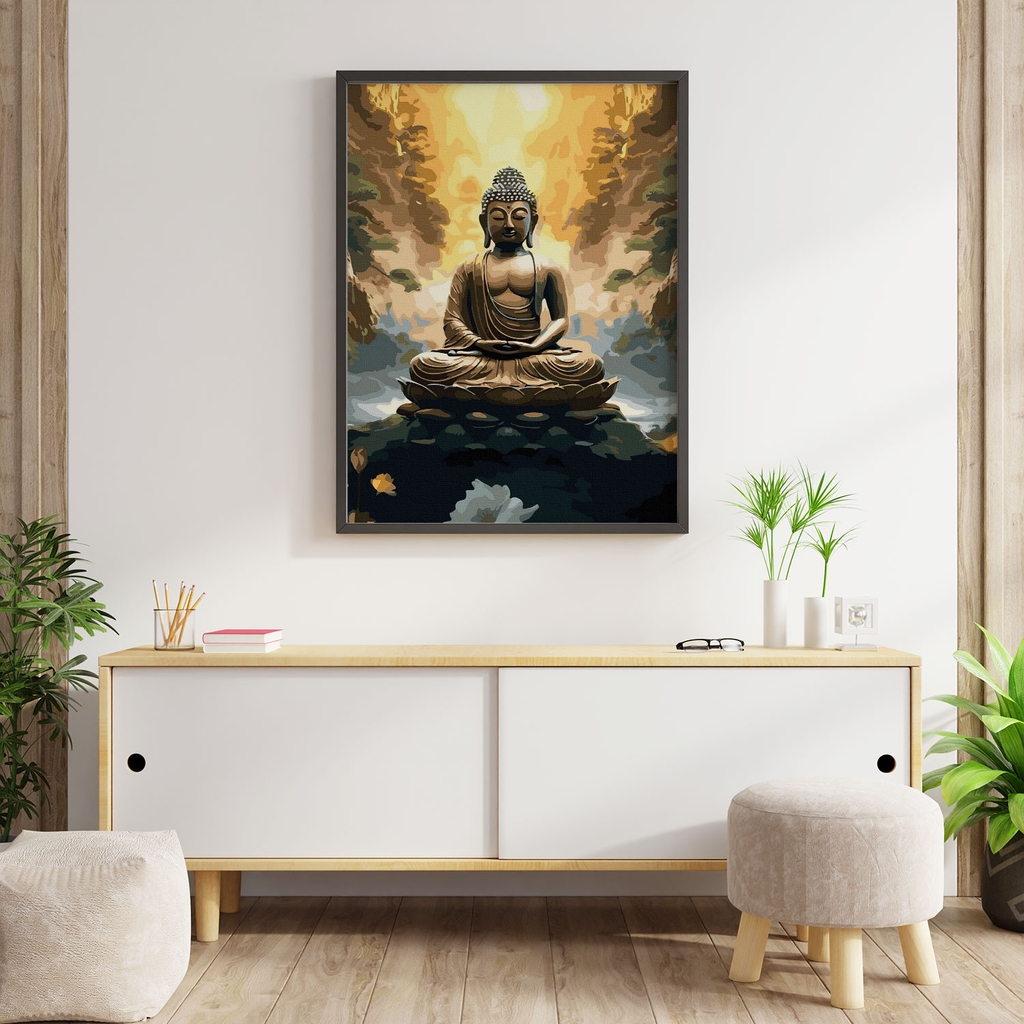 Tranh số hóa Phật Chánh niệm đã căng khung 40x50cm