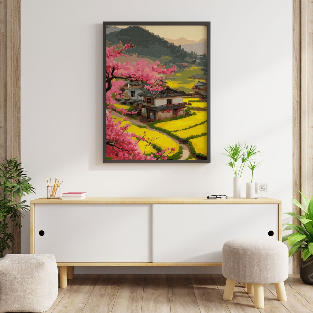 Tranh số hóa Hoa nở mùa gặt đã căng khung 40x50cm