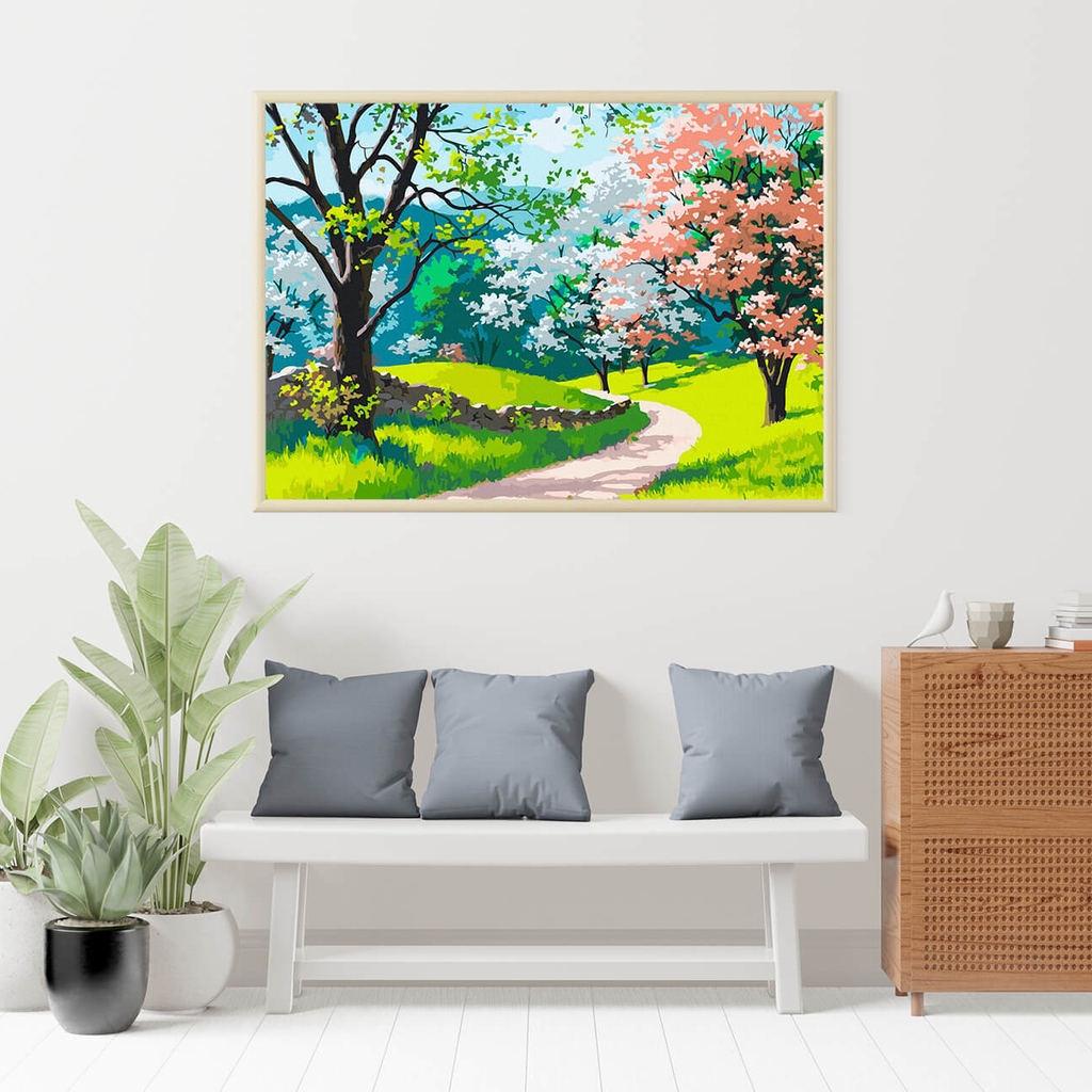 Tranh số hóa Mùa xuân hoa anh đào đã căng khung 40x50cm