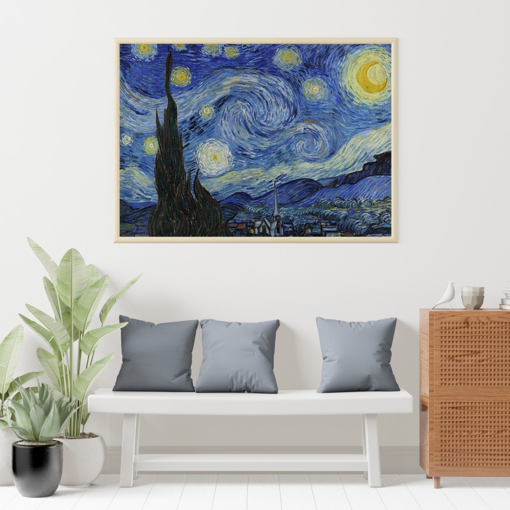 Tranh số hóa - Đêm đầy sao Van Gogh đã căng khung 40x50cm 27 màu
