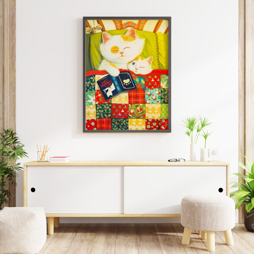 Tranh số hóa - Mèo lười ngủ ngày đã căng khung 40x50cm 33 màu