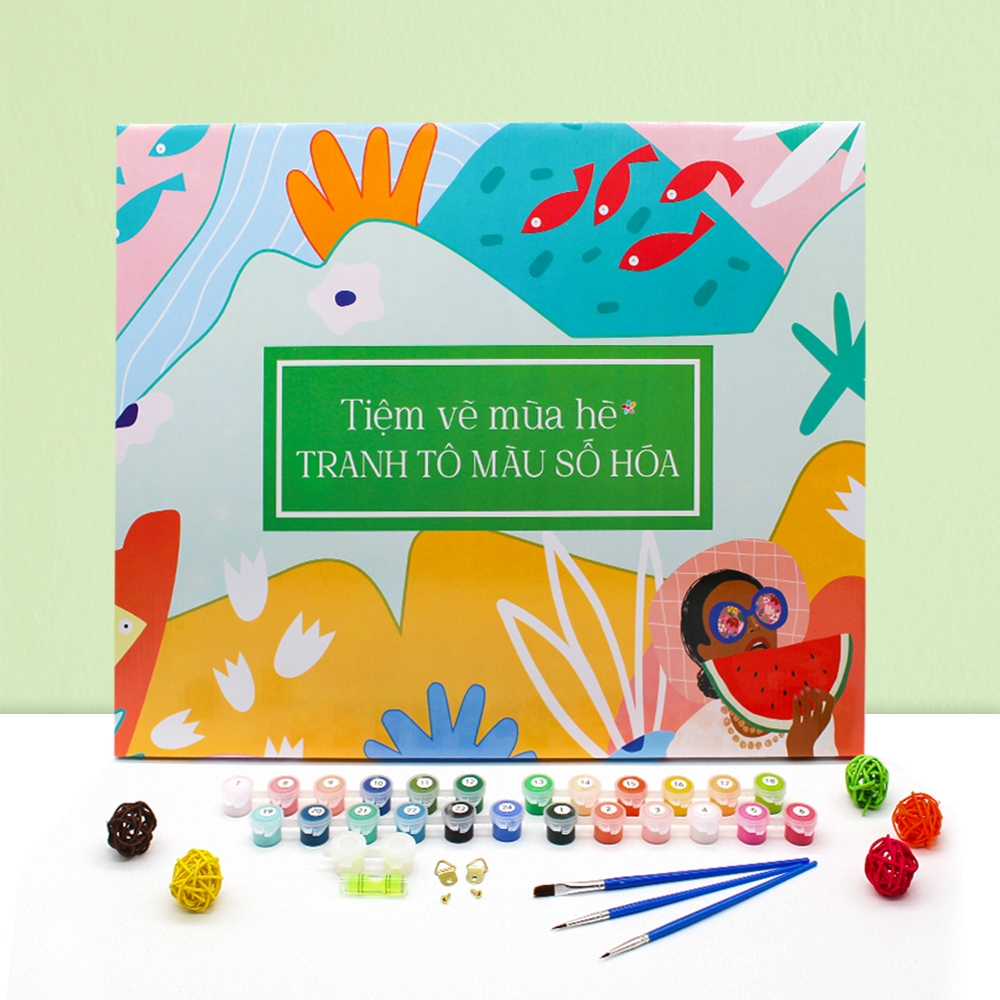 Tranh số hóa - Giữa đồng lúa mì đã căng khung 40x50cm