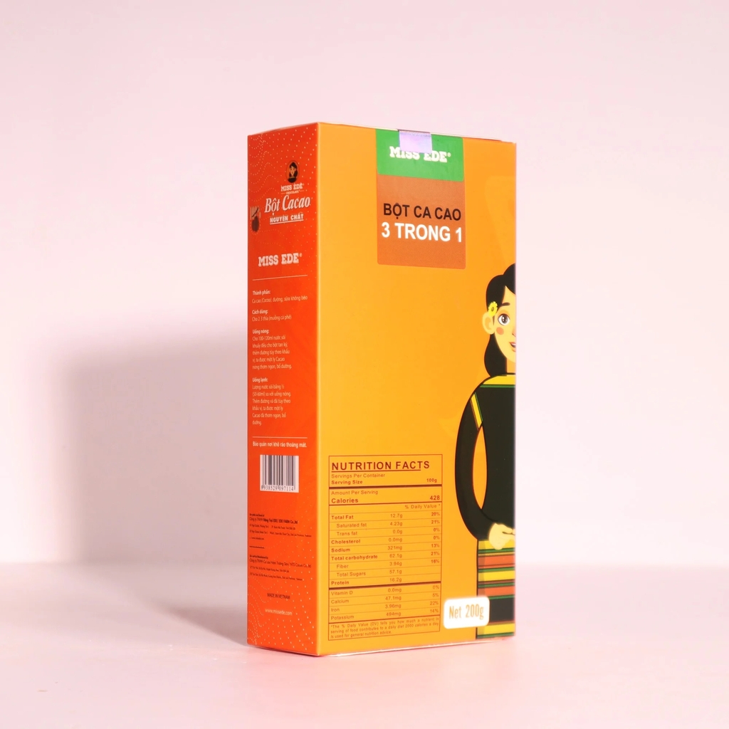 Ca cao 3in1 (bột) cao cấp - Hộp 200 g