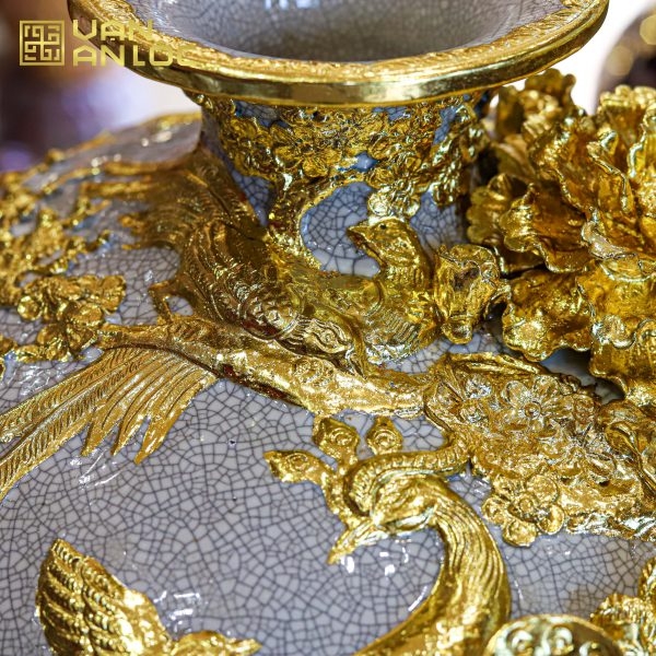 Bình Hút Lộc Công Danh Phú Quý Men Rạn Dát Vàng Bát Tràng