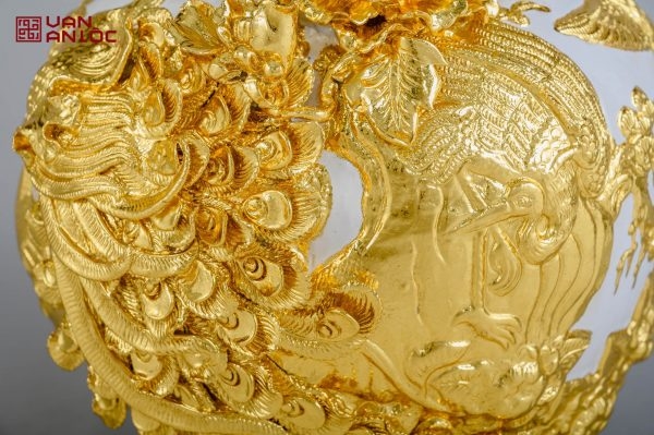 Bình Hút Lộc Công Danh Phú Quý Men Trắng Dát Vàng Bát Tràng