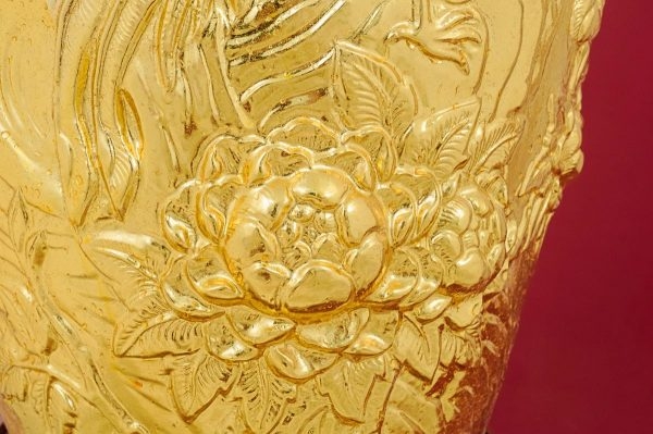 Lộc Bình Phú Quý Trường Xuân Dát Vàng Toàn Thân Bát Tràng