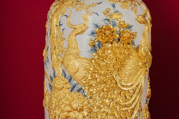 Lộc Bình Phú Quý Trường Xuân Men Rạn Dát Vàng Bát Tràng