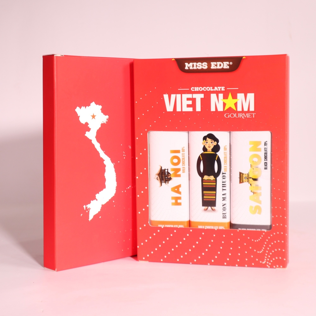Hộp quà: Sô cô la VIET NAM gourmet - Hộp trung - 90g
